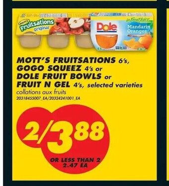 No Frills Mott's fruitsations offer