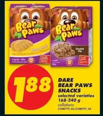 No Frills Dare bear paws snacks offer