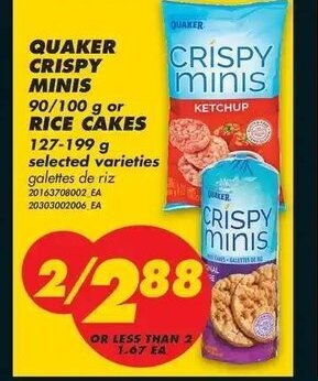 No Frills Quaker crispy minis offer