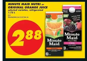 No Frills Minute maid nutri or original orange juice offer