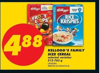 No Frills Kellogg's family size cereal offer