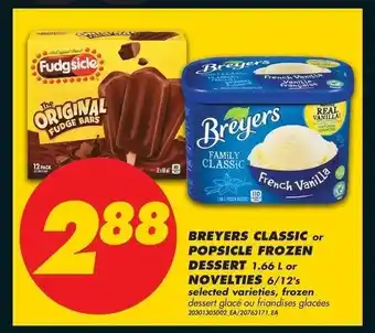No Frills Breyers classic popsicle frozen dessert offer