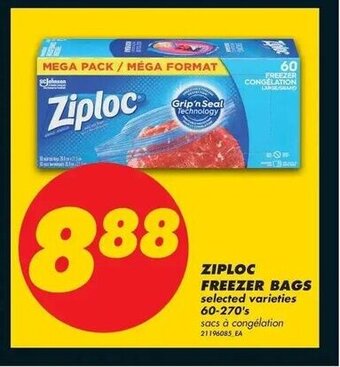 No Frills Ziploc freezer bags offer