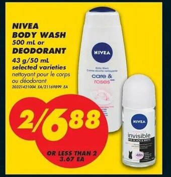 No Frills Nivea body wash offer