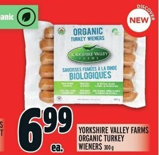 Metro YORKSHIRE VALLEY FARMS ORGANIC TURKEY WIENERS 300 g offer