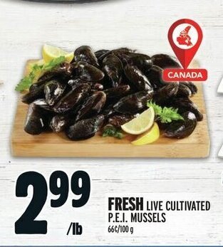 Metro FRESH LIVE CULTIVATED P.E.I. MUSSELS offer