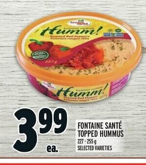 Metro Fontaine sante topped hummus offer
