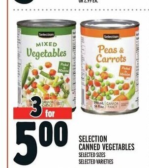 Metro SELECTION CANNED VEGETABLES offer
