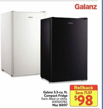 Walmart Galanz 3.3-cu. ft. compact fridge offer