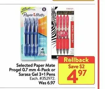Walmart Selected paper mate progel offer
