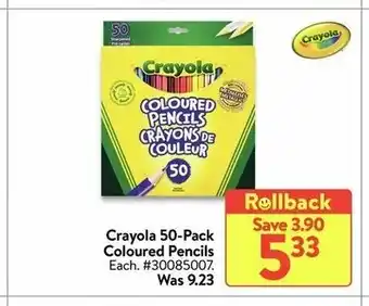 Walmart Crayola 50-pack coloured pencils offer