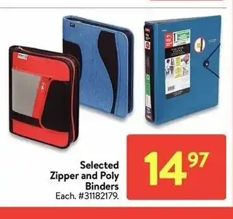 Walmart Selected zipper and poly binders offer
