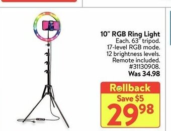 Walmart 10" RGB ring light offer