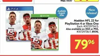 Walmart Madden NFL 22 for playstation 4 offer