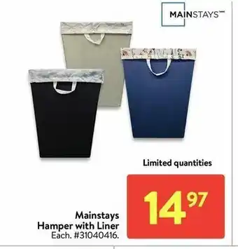 Walmart Mainstays hamper with liner offer