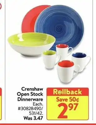 Walmart Crenshaw open stock dinnerware offer