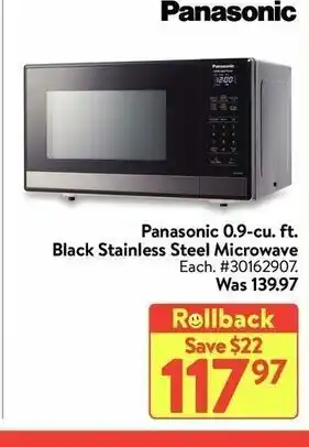 Walmart Panasonic 0.9-cu. ft. black stainless steel microwave offer