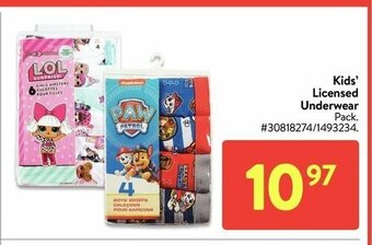 Walmart Kids licensed underwear offer
