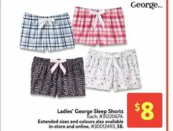 Walmart Ladies george sleep shorts offer