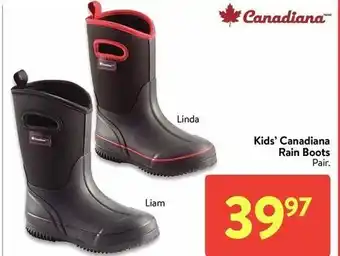 Walmart Kids canadiana rain boots offer