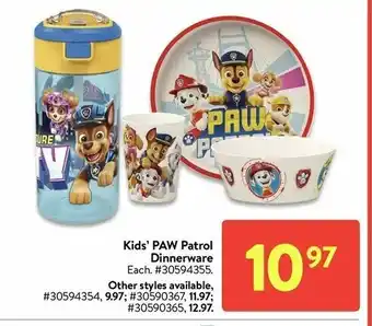 Walmart Kids paw patrol dinnerware offer