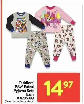 Walmart Toddlers paw patrol pyjama sets offer