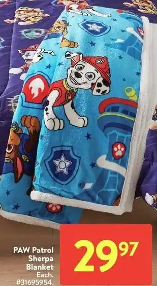 Walmart Paw patrol sherpa blanket offer