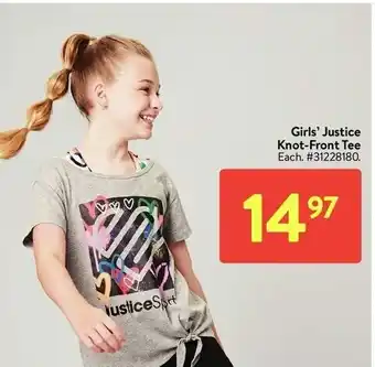 Walmart Girls' justice knot-front tee offer