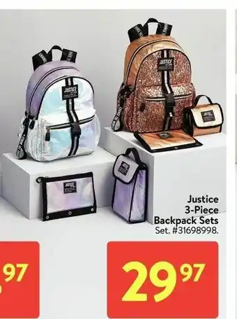 Walmart Justice 3-piece backpack sets offer