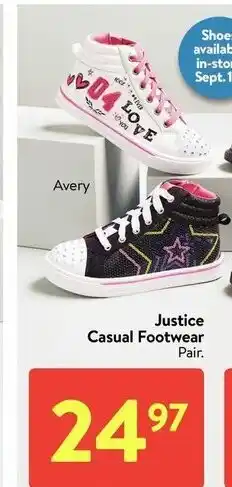 Walmart Justice casual footwear offer