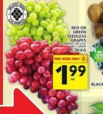 Food Basics Red or green seedless grapes offer