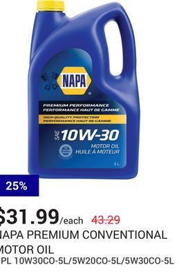 NAPA Auto Parts Conventional motor oil offer