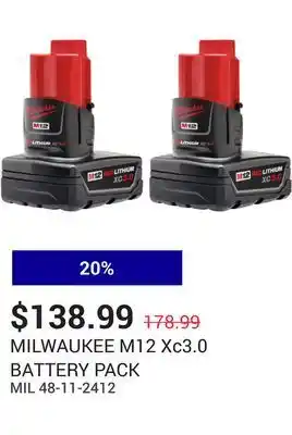 NAPA Auto Parts M12 xc3.0 battery pack offer