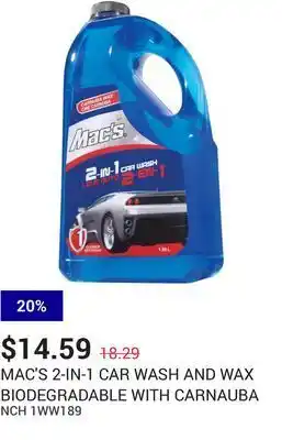 NAPA Auto Parts 2-in-1 car wash and wax biodegradable with carnauba offer