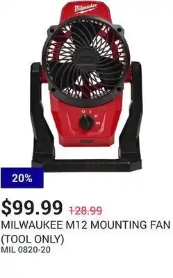 NAPA Auto Parts M12 mounting fan (tool only) offer
