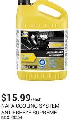NAPA Auto Parts Cooling system antifreeze supreme offer