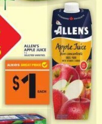 Food Basics Allen's apple juice offer