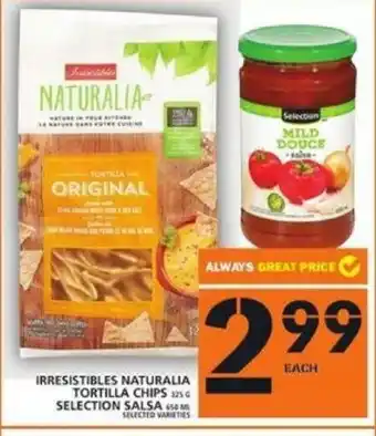 Food Basics Irresistibles maturalia tortilla chips selection salsa offer