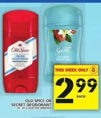 Food Basics Old Spice or Secret Deodorant offer