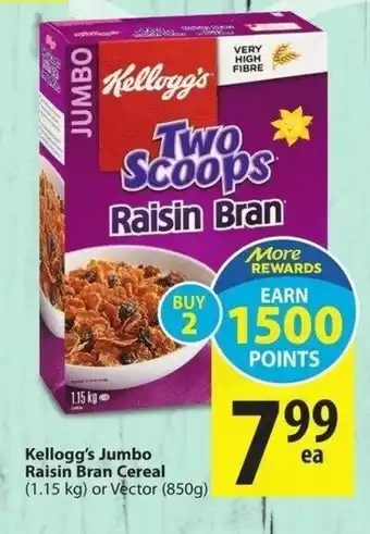 Save on Foods Kellogg's Jumbo Raisin Bran Cereal offer