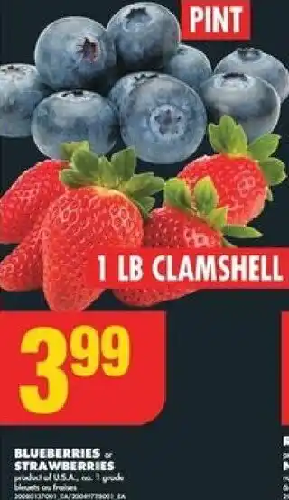 No Frills BLUEBERRIES or STRAWBERRIES product of USA offer