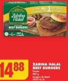 No Frills Zabiha Halal Beef Burgers offer