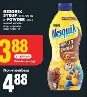 No Frills Nesquik Syrup 510/700 ml or Powder 540 g offer