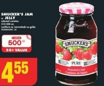 No Frills SMUCKER'S JAM or JELLY 310-500 ml offer