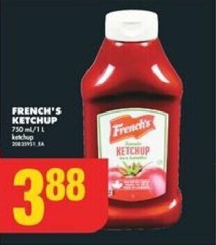 No Frills FRENCH'S KETCHUP 750 ml/1 L offer