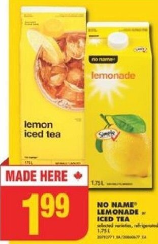 No Frills no name® Lemonade or Iced Tea 1.75 L offer