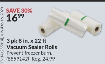 Princess Auto 3 pk 8 in. x 22 ft vacuum sealer rolls offer