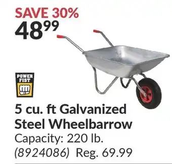 Princess Auto 5 cu. ft galvanized steel wheelbarrow offer