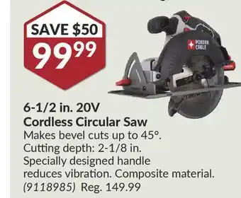 Princess Auto 6-1/2 in. 20v cordless circular saw offer