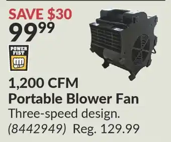 Princess Auto 1,200 cfm portable blower fan offer